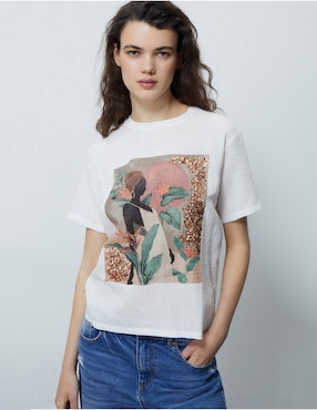 Playera Manga Corta Sfera Cuello Redondo Para Mujer