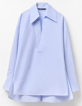 Camiseta Sfera cuello camisero escote con cuello manga larga de algodón