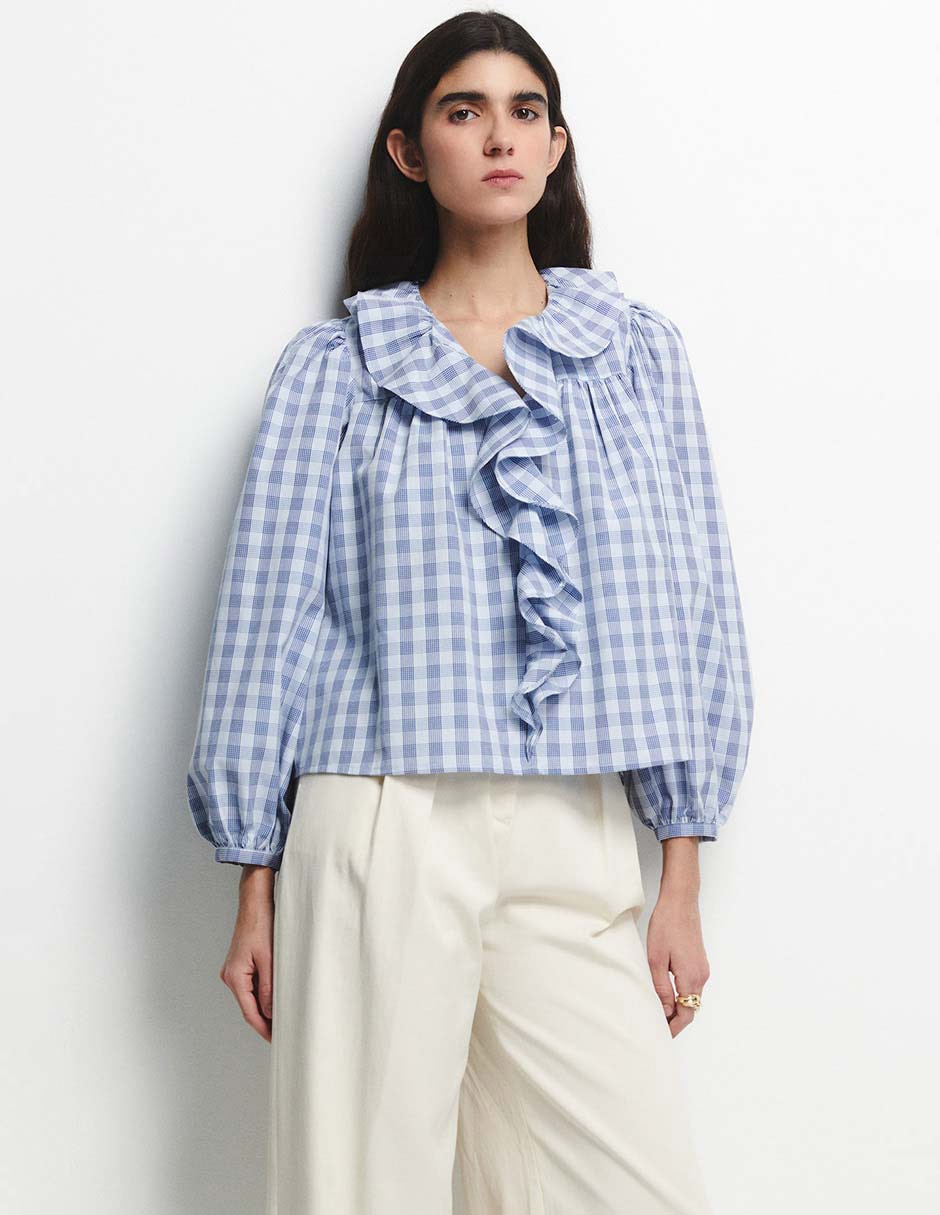 Camisa de algodón manga larga para mujer